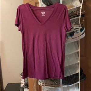 purple v-neck t-shirt